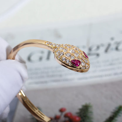 [OLIVIA]SERPENTI BRACELET PINK GOLD DIAMOND DOUBLE SNAKE
