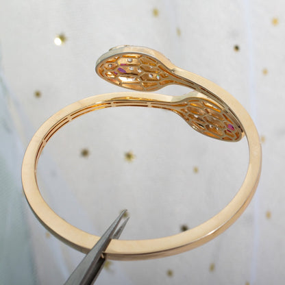 [OLIVIA]SERPENTI BRACELET PINK GOLD DIAMOND DOUBLE SNAKE