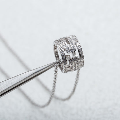 [OLIVIA]PARENTESI NECKLACE SILVER DIAMOND