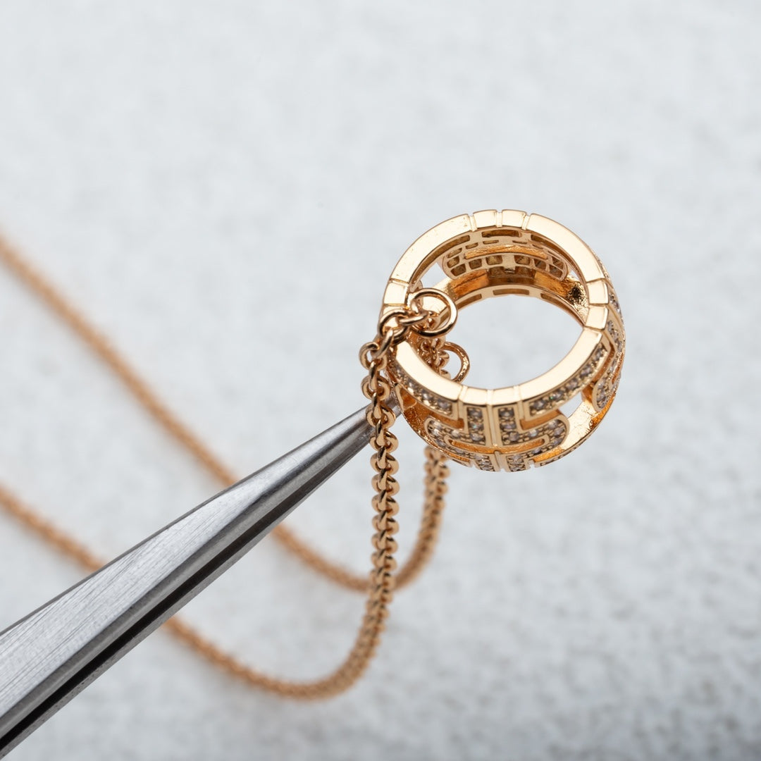[OLIVIA]PARENTESI NECKLACE PINK GOLD DIAMOND