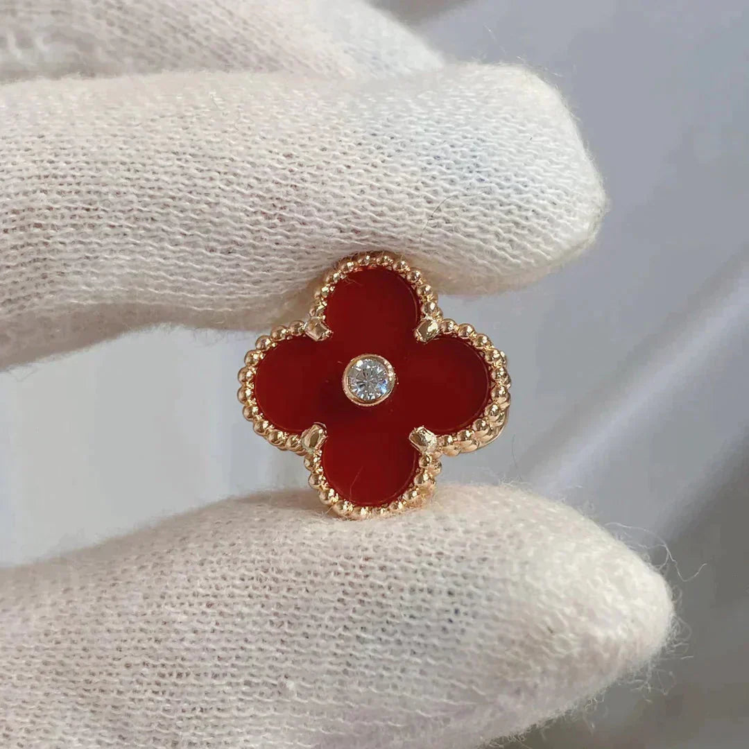 [Olivia JW]CLOVER MEDIUM 1 MOTIFS CARNELIAN  DIAMOND earrings
