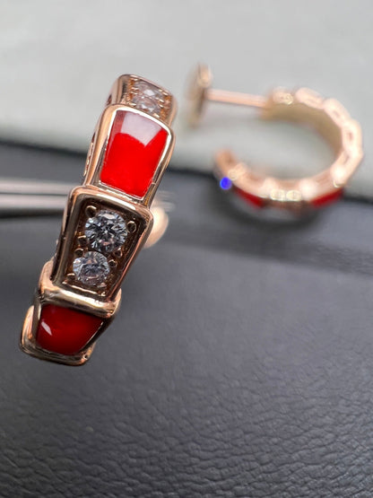 [OLIVIA]SERPENTI CARNELIAN PINK GOLD EARRINGS