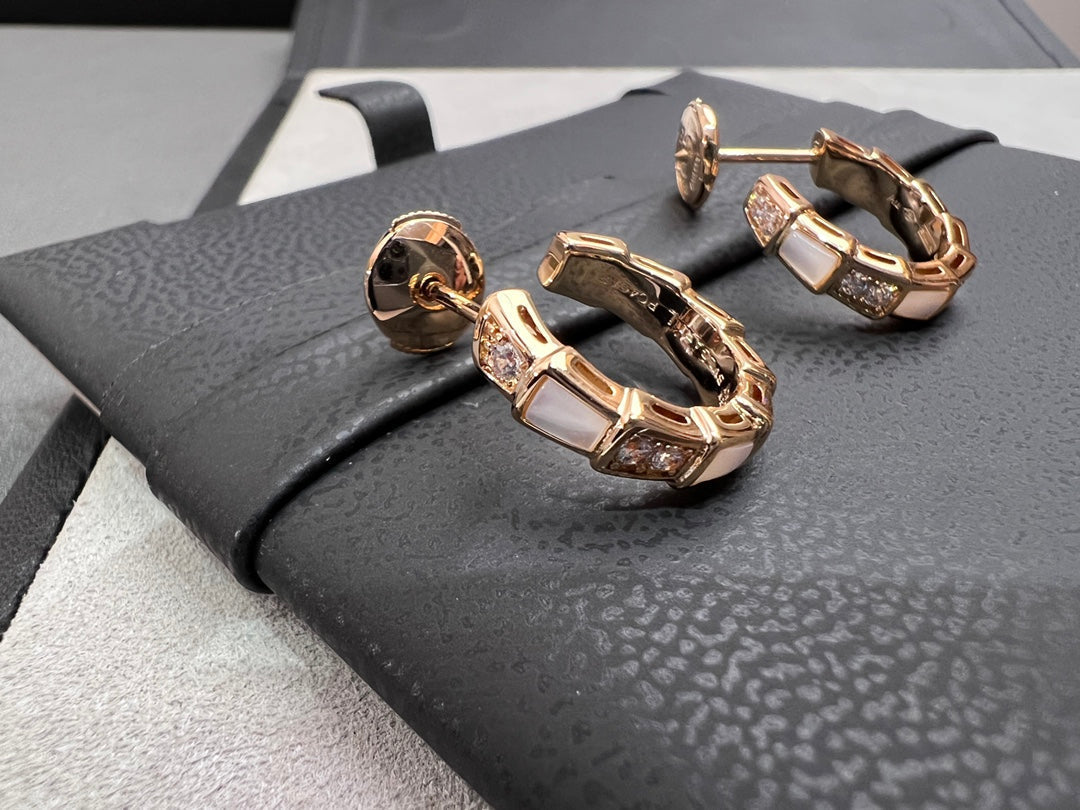 [OLIVIA]SERPENTI MOP PINK GOLD EARRINGS