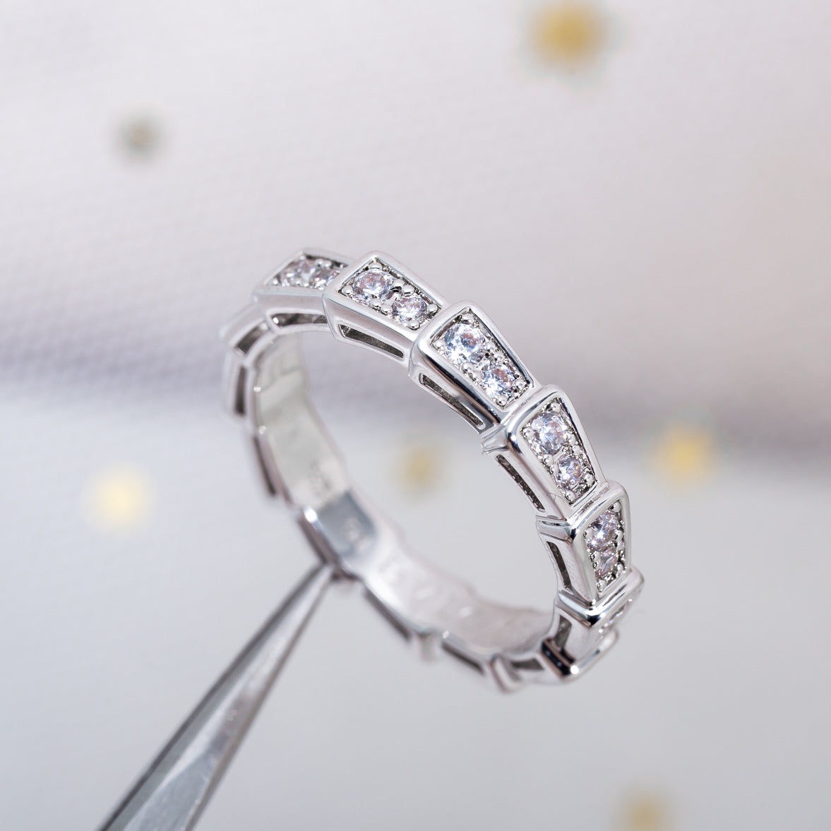 [OLIVIA]SERPENTI RING SILVER DIAMOND PAVED 3MM