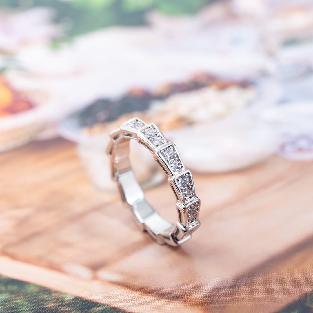 [OLIVIA]SERPENTI RING SILVER DIAMOND PAVED 3MM