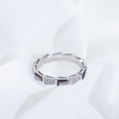 [OLIVIA]SERPENTI RING SILVER  DIAMOND BLACK MOP 3MM