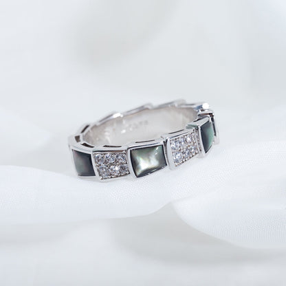 [OLIVIA]SERPENTI RING SILVER DIAMOND BLACK MOP 4MM