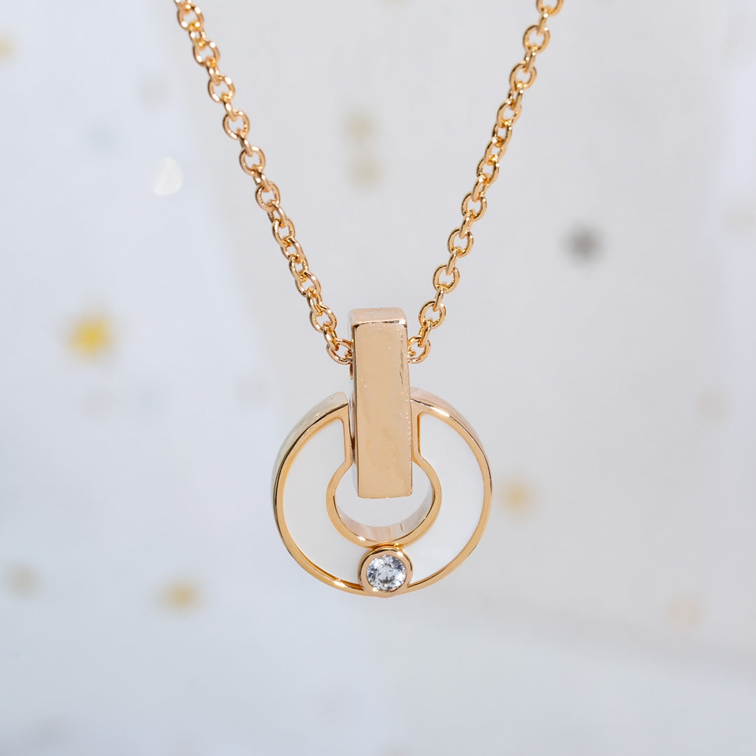 [OLIVIA]GARI NECKLACE PINK GOLD MOP