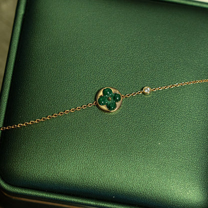 [Olivia JW]SUN MALACHITE 1 DIAMOND PINK GOLD BRACELET