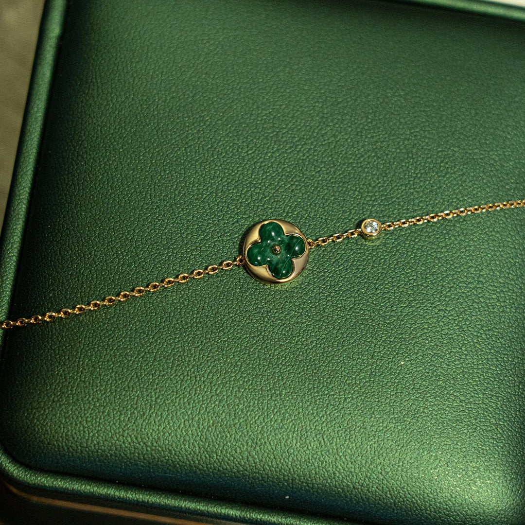 [Everoly JW]SUN MALACHITE 1 DIAMOND PINK GOLD BRACELET