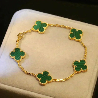 [Everoly JW]  CLOVER 5 MOTIF MALACHITE BRACELET COLLECTION