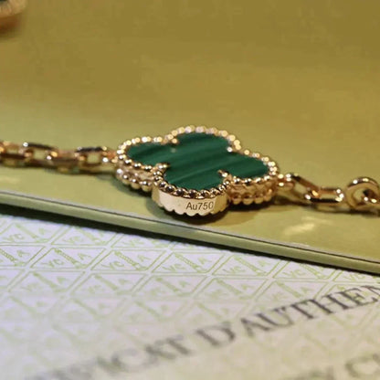 [Everoly JW]  CLOVER 5 MOTIF MALACHITE BRACELET COLLECTION
