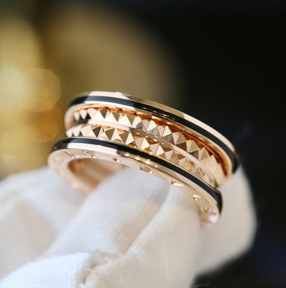 [OLIVIA]ZERO 1 PINK GOLD BLACK CERAMIC RING