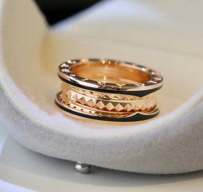 [OLIVIA]ZERO 1 PINK GOLD BLACK CERAMIC RING