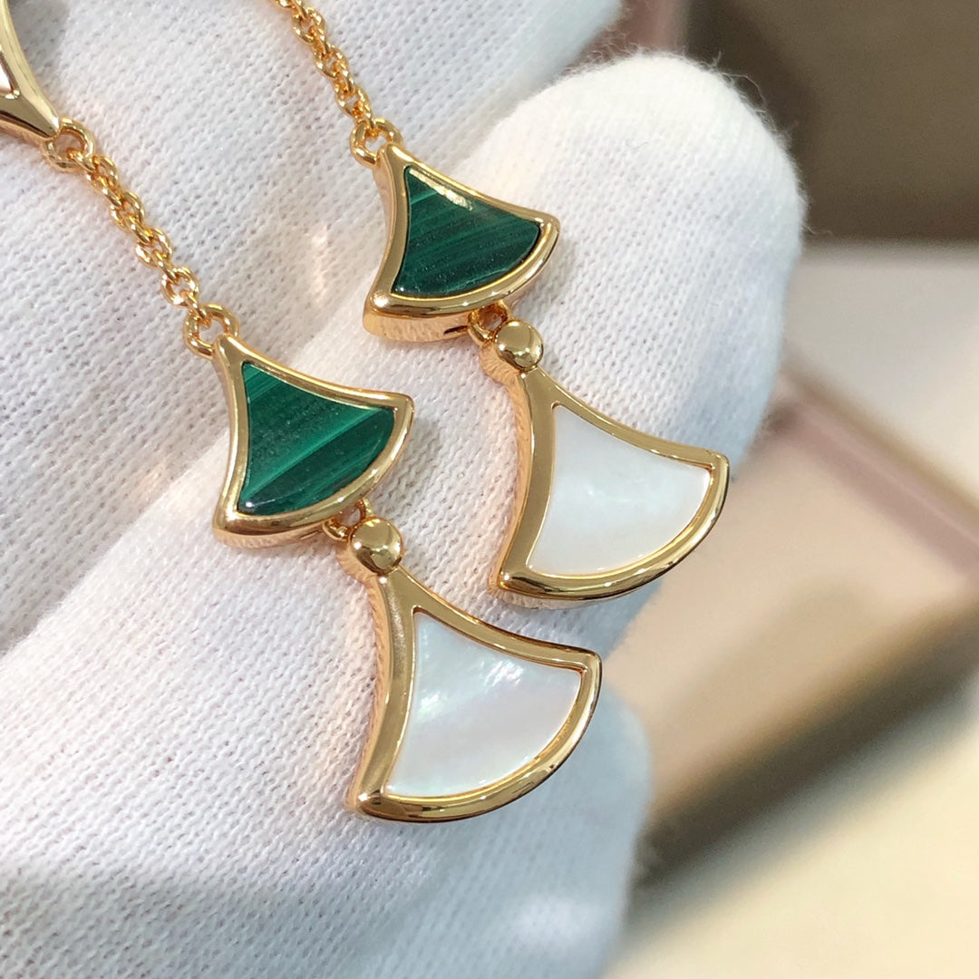[OLIVIA]DREAM EARRINGS 3 MOTIFS MALACHITE MOP PINK GOLD