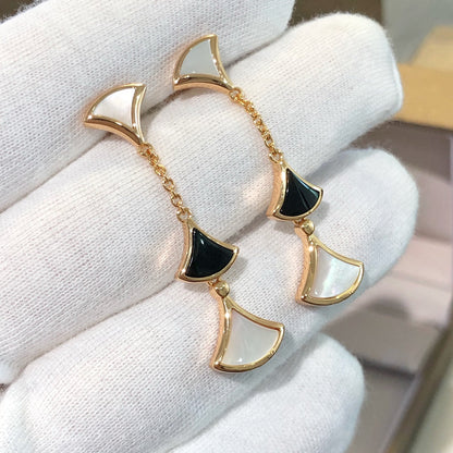 [OLIVIA]DREAM EARRINGS 3 MOTIFS ONYX MOP PINK GOLD