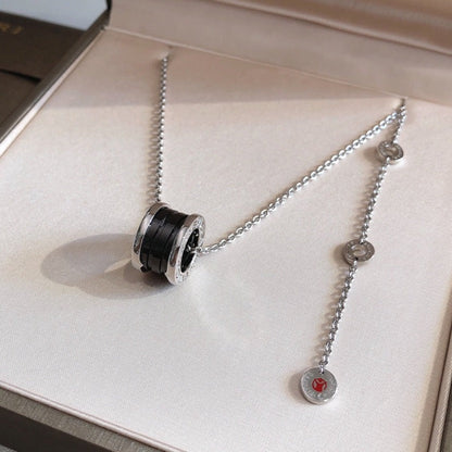 [OLIVIA]ZERO 1 BLACK CERAMIC SILVER NECKLACE