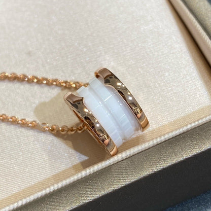 [OLIVIA]ZERO 1 WHITE CERAMIC PINK GOLD NECKLACE
