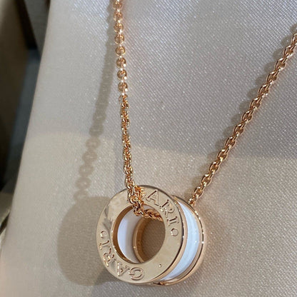 [OLIVIA]ZERO 1 WHITE CERAMIC PINK GOLD NECKLACE