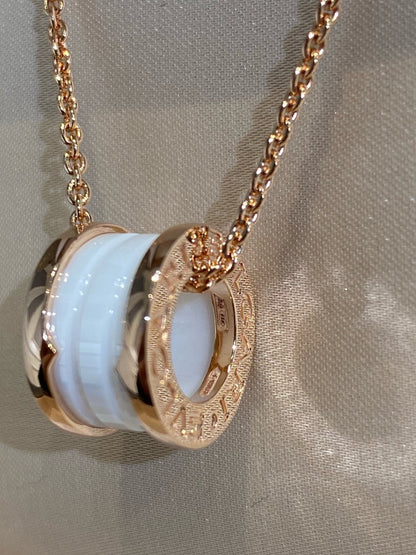 [OLIVIA]ZERO 1 WHITE CERAMIC PINK GOLD NECKLACE