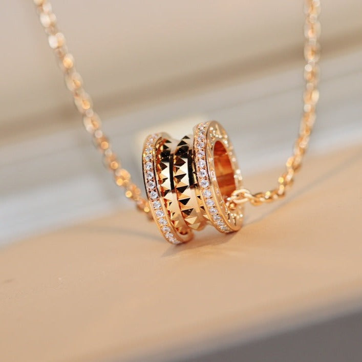 [OLIVIA]ZERO 1 ROCK PEDANT PINK GOLD NECKLACE