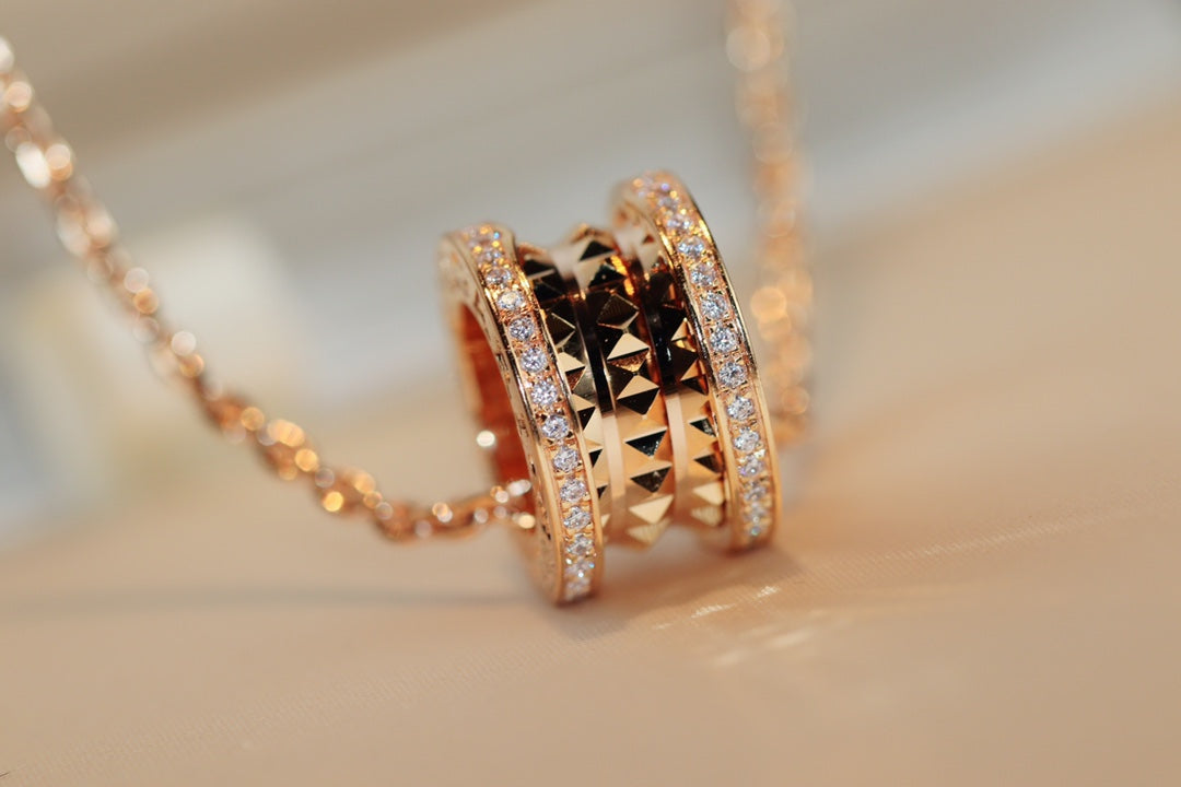 [OLIVIA]ZERO 1 ROCK PEDANT PINK GOLD NECKLACE