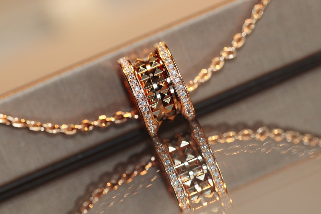 [OLIVIA]ZERO 1 ROCK PEDANT PINK GOLD NECKLACE