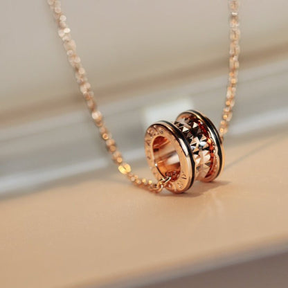 [OLIVIA]ZERO 1 ROCK PEDANT PINK GOLD BLACK NECKLACE