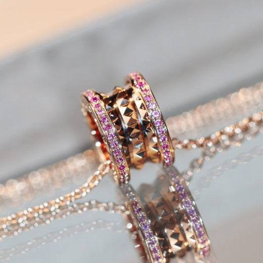 [OLIVIA]ZERO 1 ROCK PINK GOLD PINK DIAMOND NECKLACE