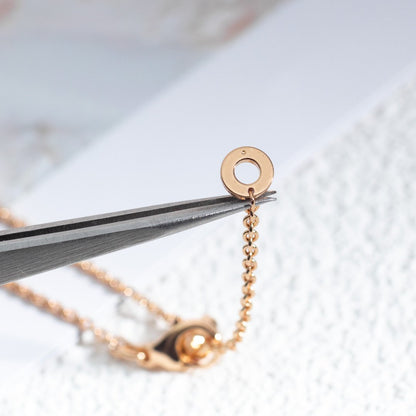 [OLIVIA]ZERO 1 WHITE CERAMIC PINK GOLD DIAMOND NECKLACE