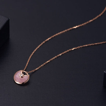 [Olivia JW]AMULETTE ROSE GOLD PINK MOP NECKLACE