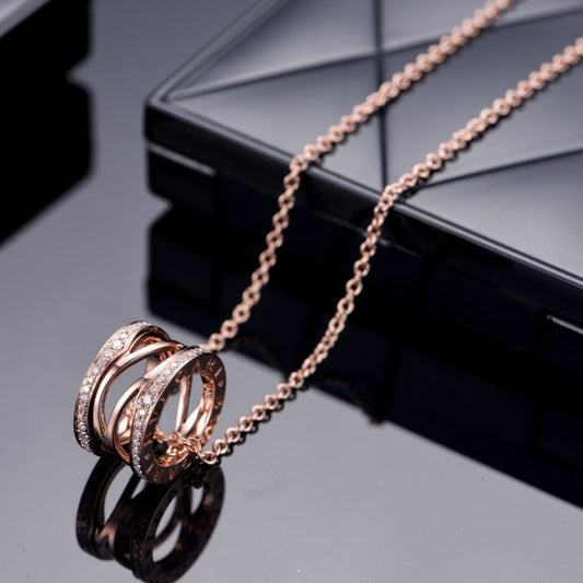 [OLIVIA]ZERO 1 PINK GOLD DIAMOND OPEN NECKLACE