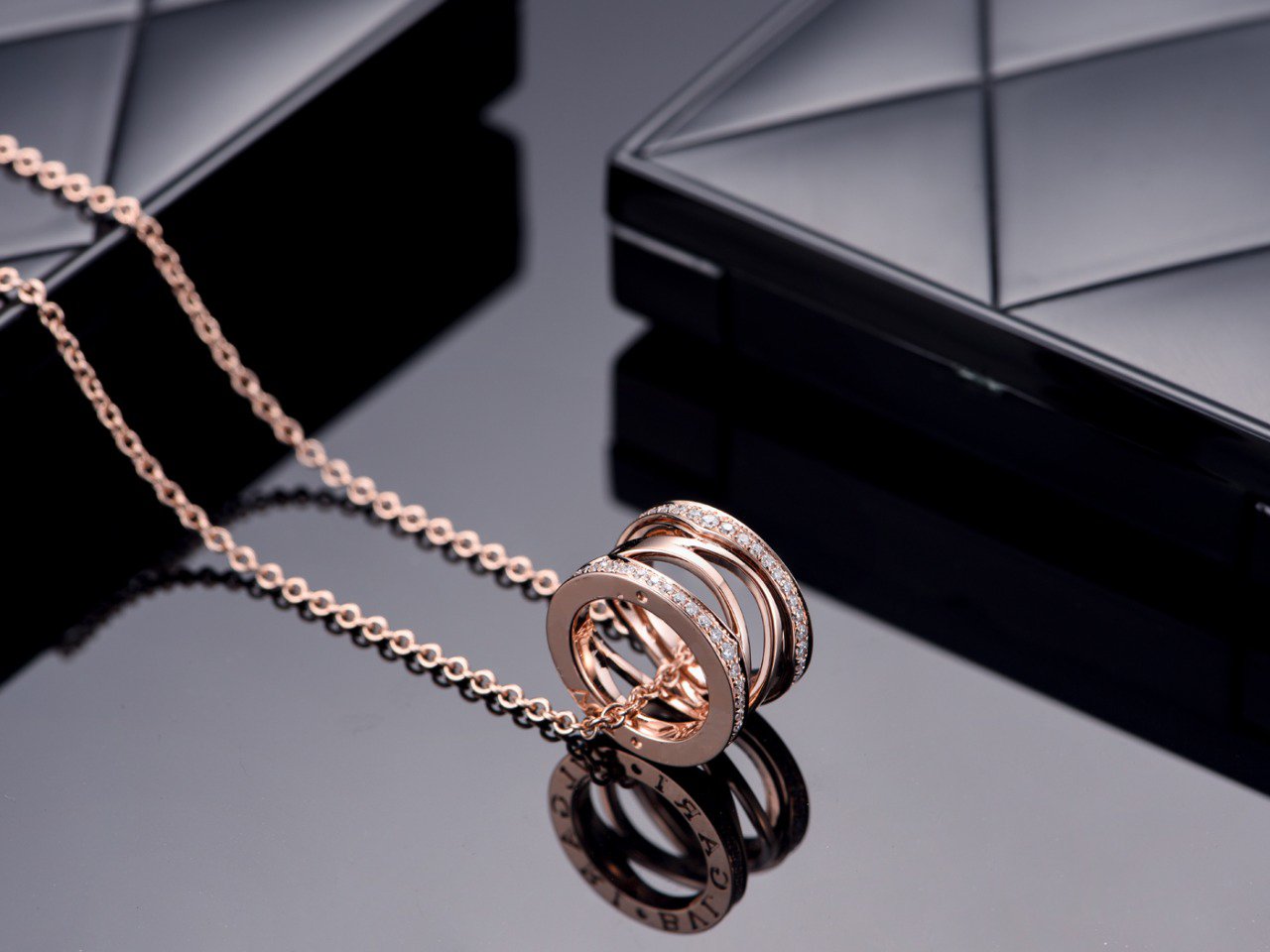 [OLIVIA]ZERO 1 PINK GOLD DIAMOND OPEN NECKLACE