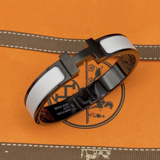 [Everoly JW]H ブレスレット 12mm ブラック ホワイト セラミック