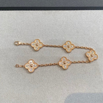 [Everoly JW]  CLOVER 5 MOTIF FULL DIAMOND BRACELET COLLECTION