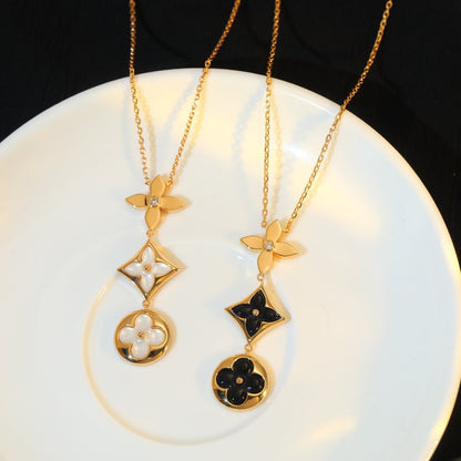 [Olivia JW]STAR AND SUN ONYX PINK GOLD NECKLACE