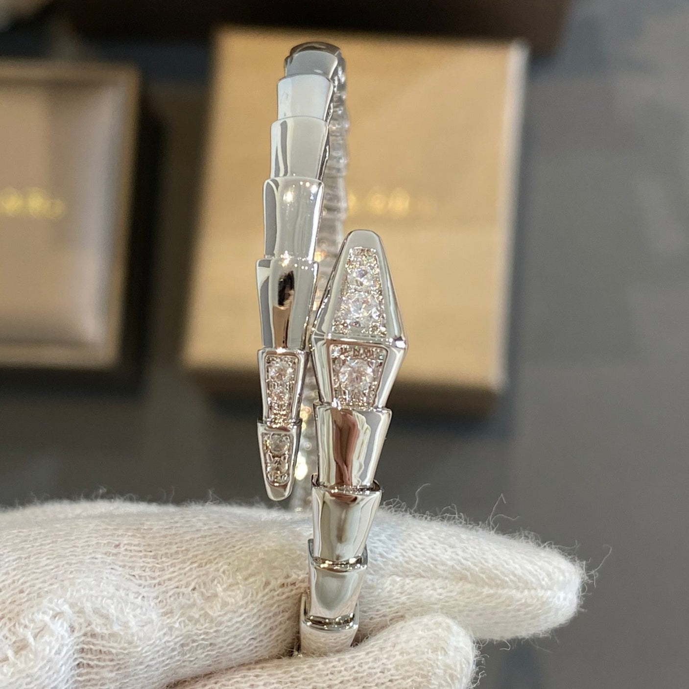 [OLIVIA]SERPENTI BRACELET DIAMONDS SILVER