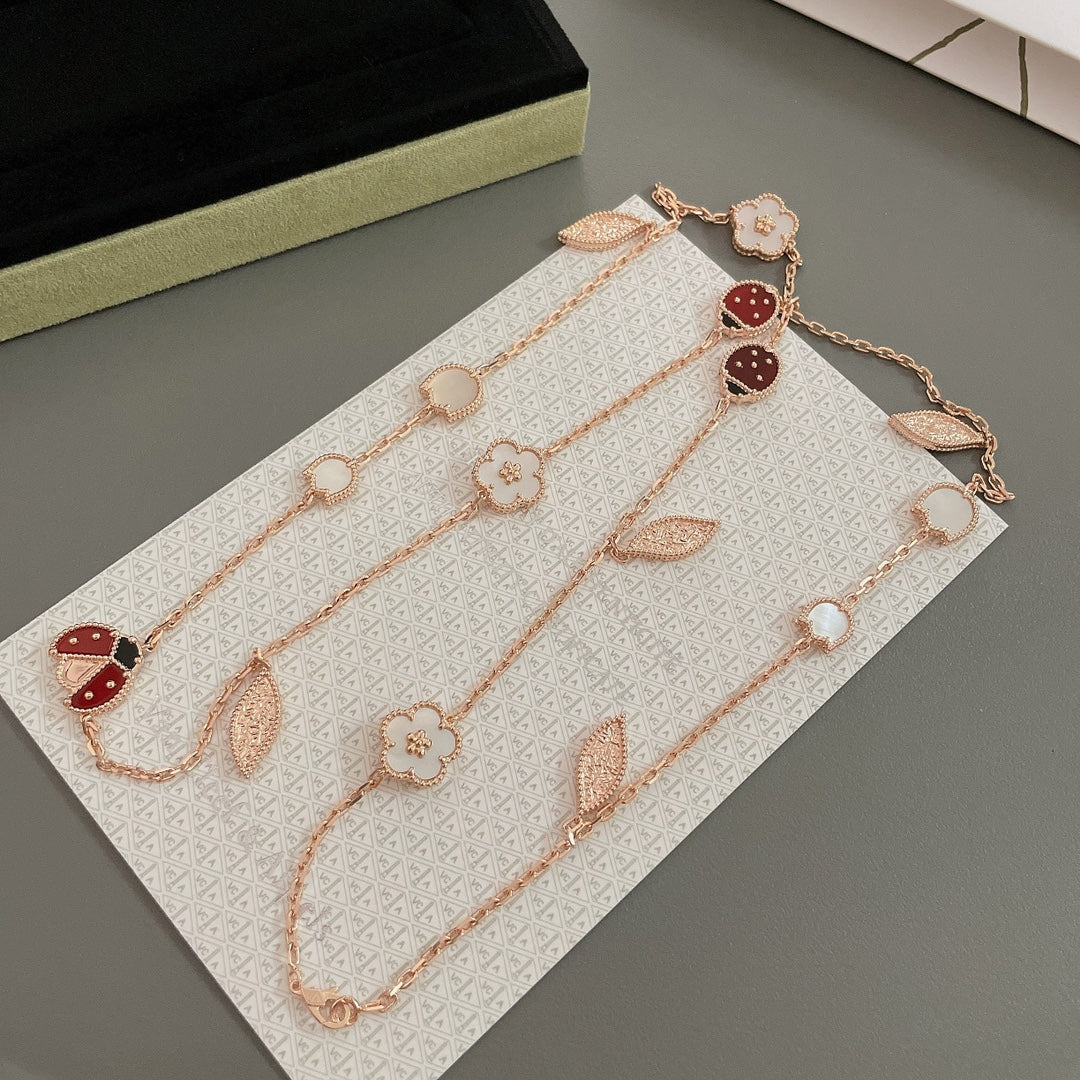 [Olivia JW]LUCKY SPRING 15 MOTIFS ROSE GOLD NECKLACE