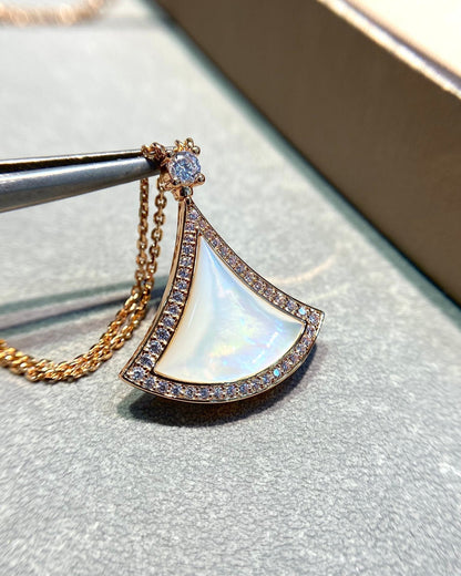 [OLIVIA]DREAM MOP DIAMOND PAVED PINK GOLD NECKLACE