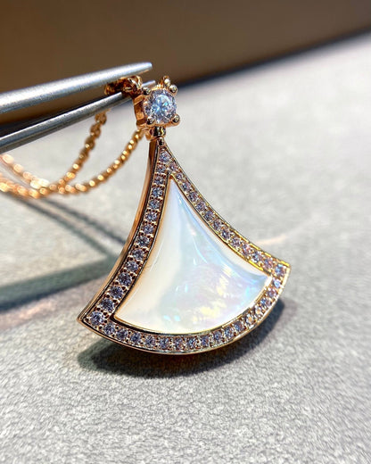 [OLIVIA]DREAM MOP DIAMOND PAVED PINK GOLD NECKLACE