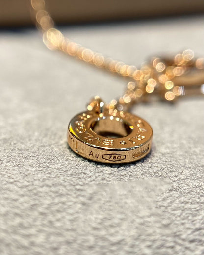 [OLIVIA]DREAM MOP DIAMOND PAVED PINK GOLD NECKLACE