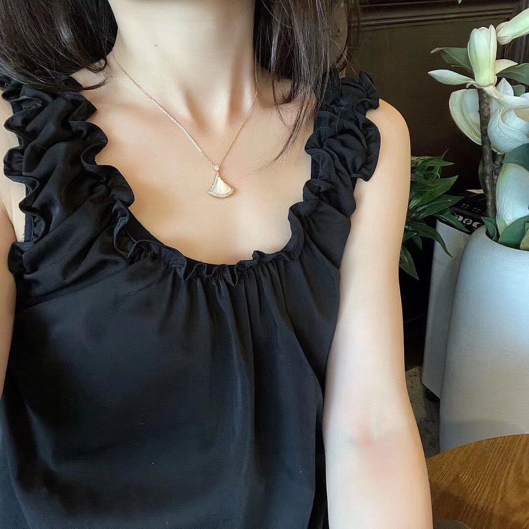 [OLIVIA]DREAM MOP DIAMOND PAVED PINK GOLD NECKLACE