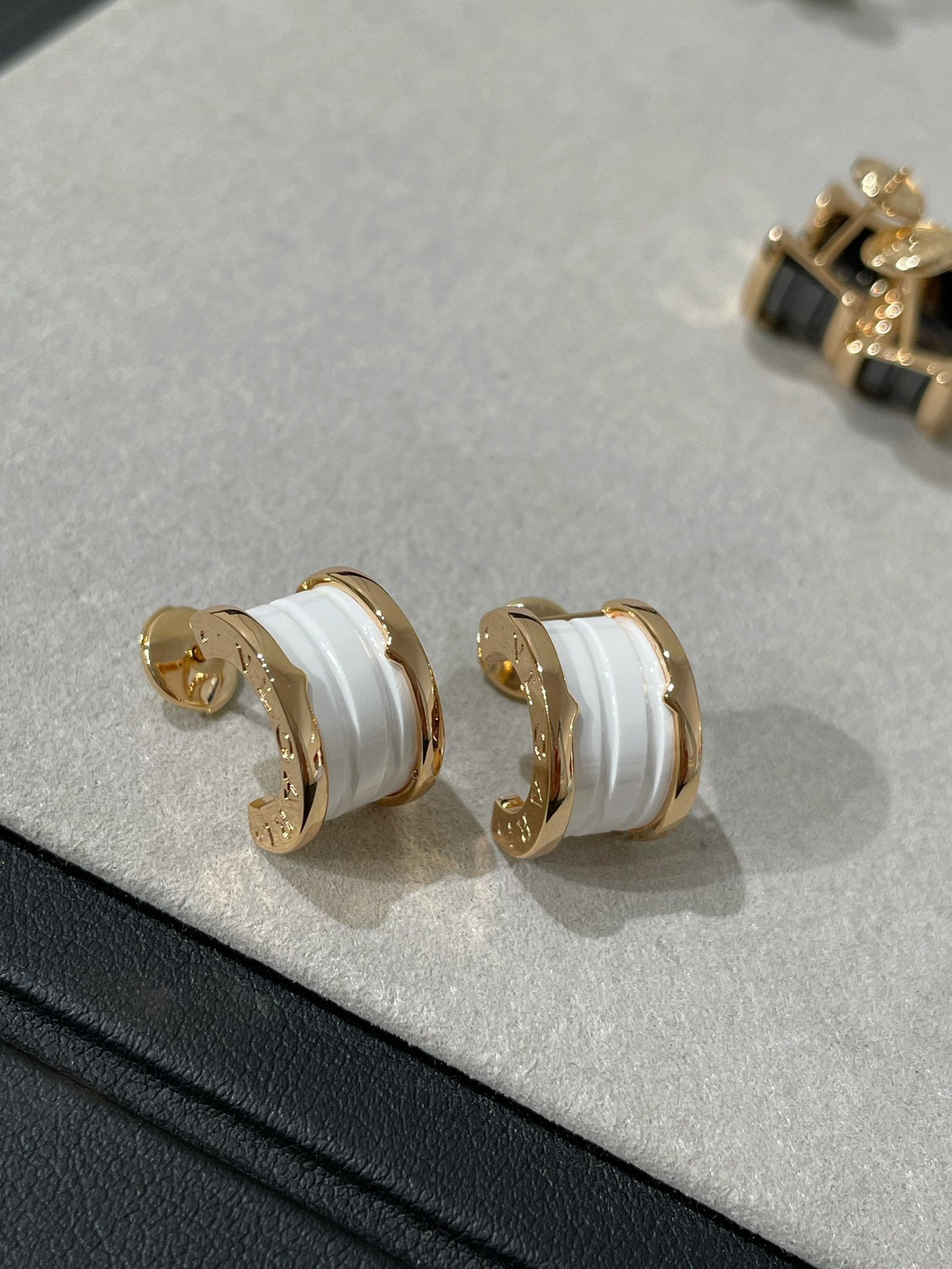 [OLIVIA]ZERO 1 PINK GOLD CERAMIC EARRINGS