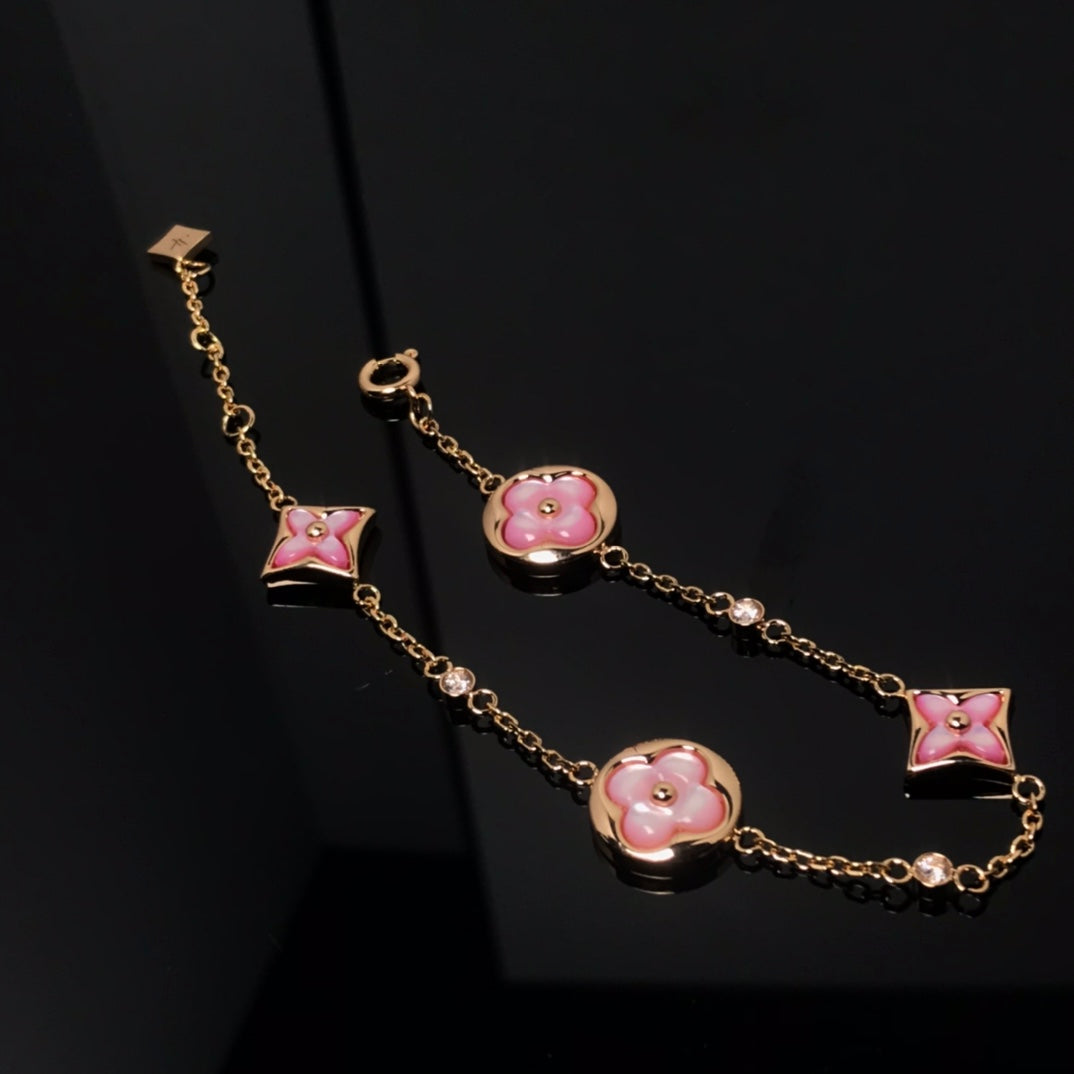 [Everoly JW]Stern und Sonne 4 Motiv rosa Mop rosa Gold Armband 
