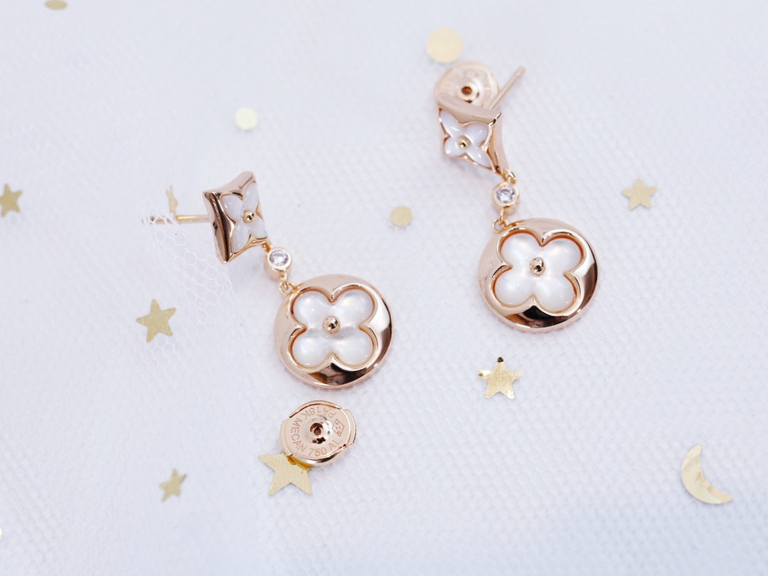 [Everoly JW]スターアンドサン ピンクゴールド モップドロップイヤリング