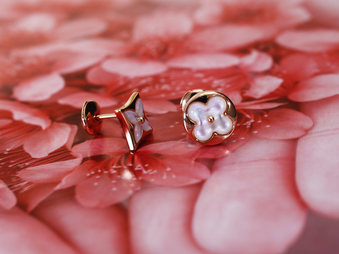 [Everoly JW]STAR AND SUN PINK GOLD MOP STUD EARRINGS
