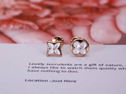 [Olivia JW]STAR AND SUN PINK GOLD MOP STUD EARRINGS