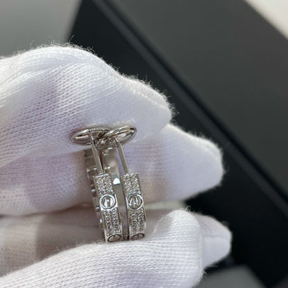 [Olivia JW]LOVE DIAMOND SILVER HOOP EARRINGS