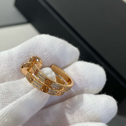 [Everoly JW]ラブ ダイヤモンド ピンクゴールド フープピアス