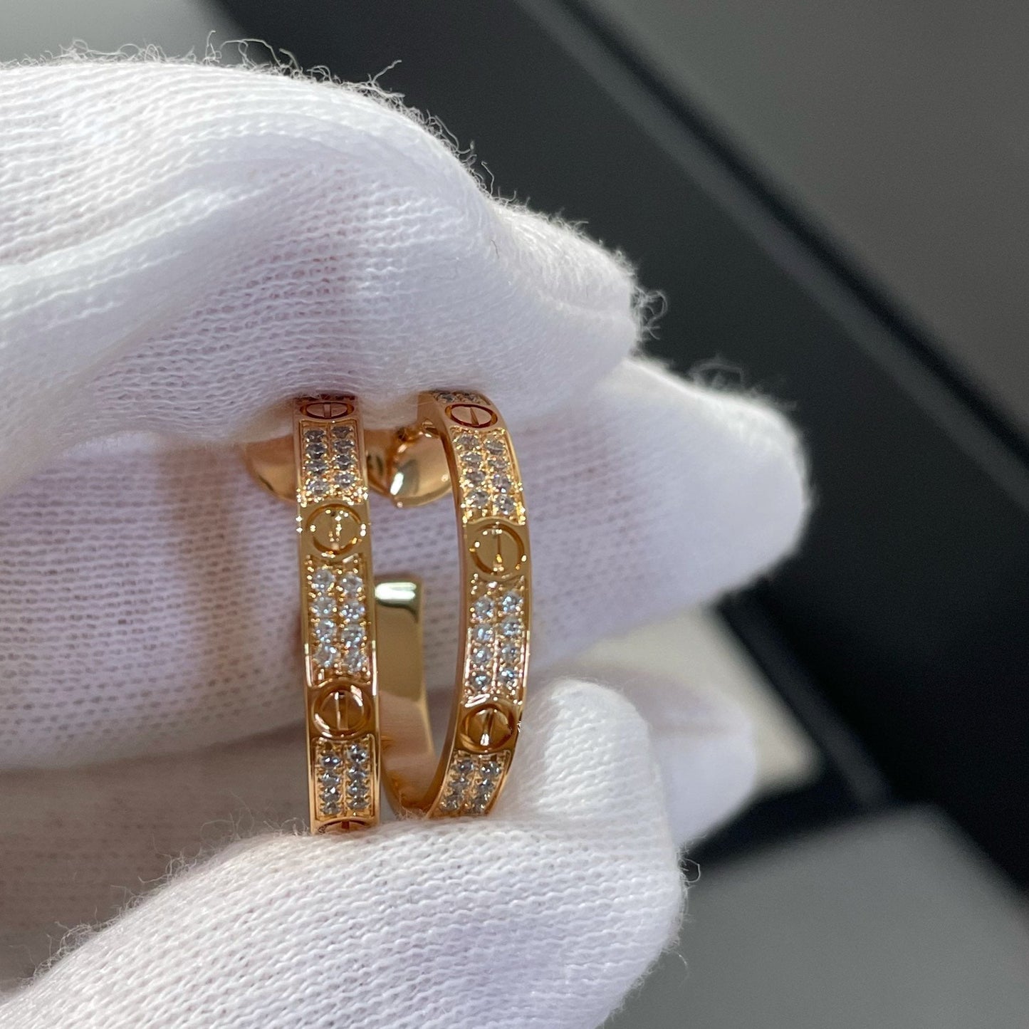 [Everoly JW]ラブ ダイヤモンド ピンクゴールド フープピアス